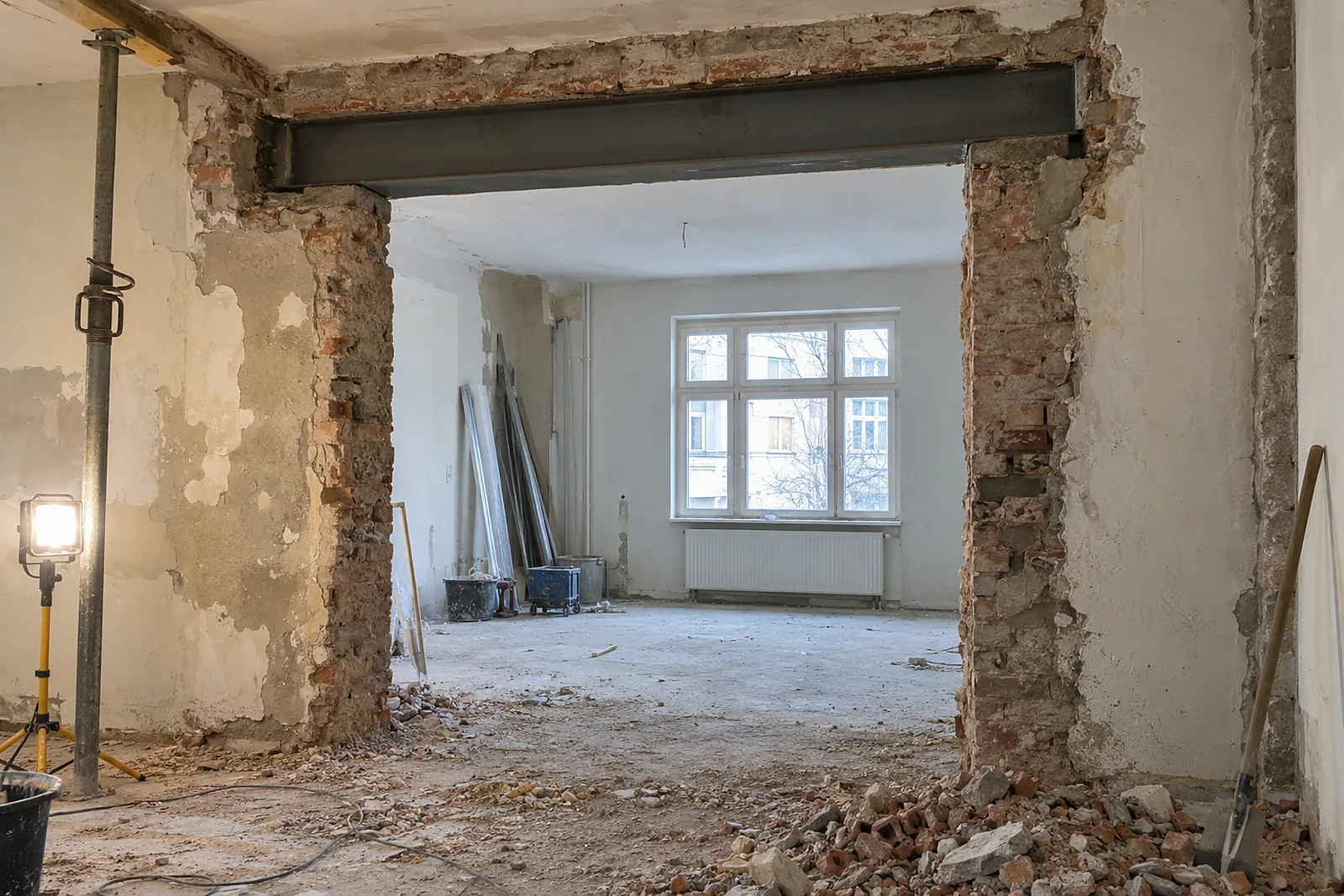 Wanddurchbruch mit Stahlträger in einer Wohnung in Bernau