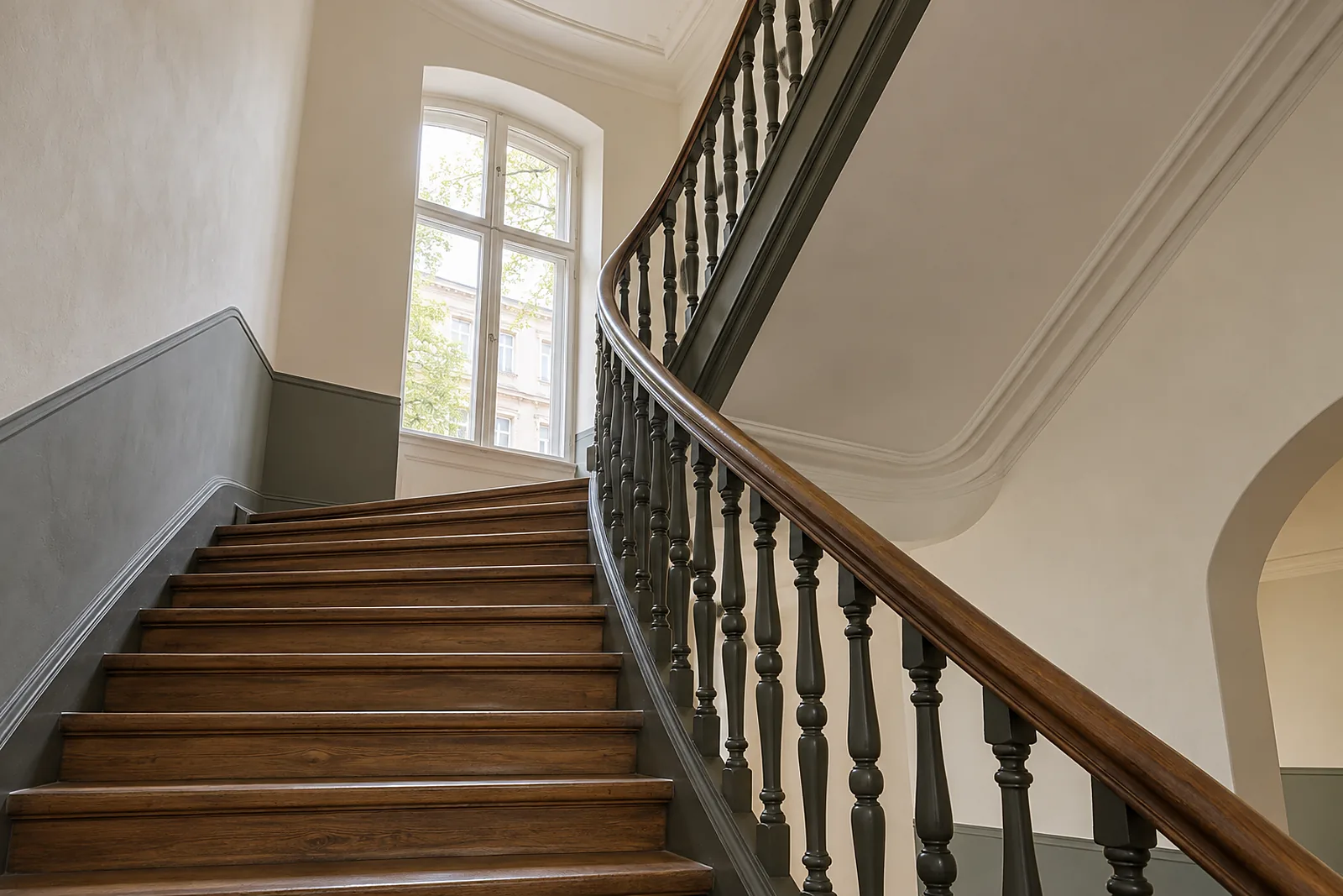 Treppenhaus eines Wohnhauses in Falkensee während der Sanierung